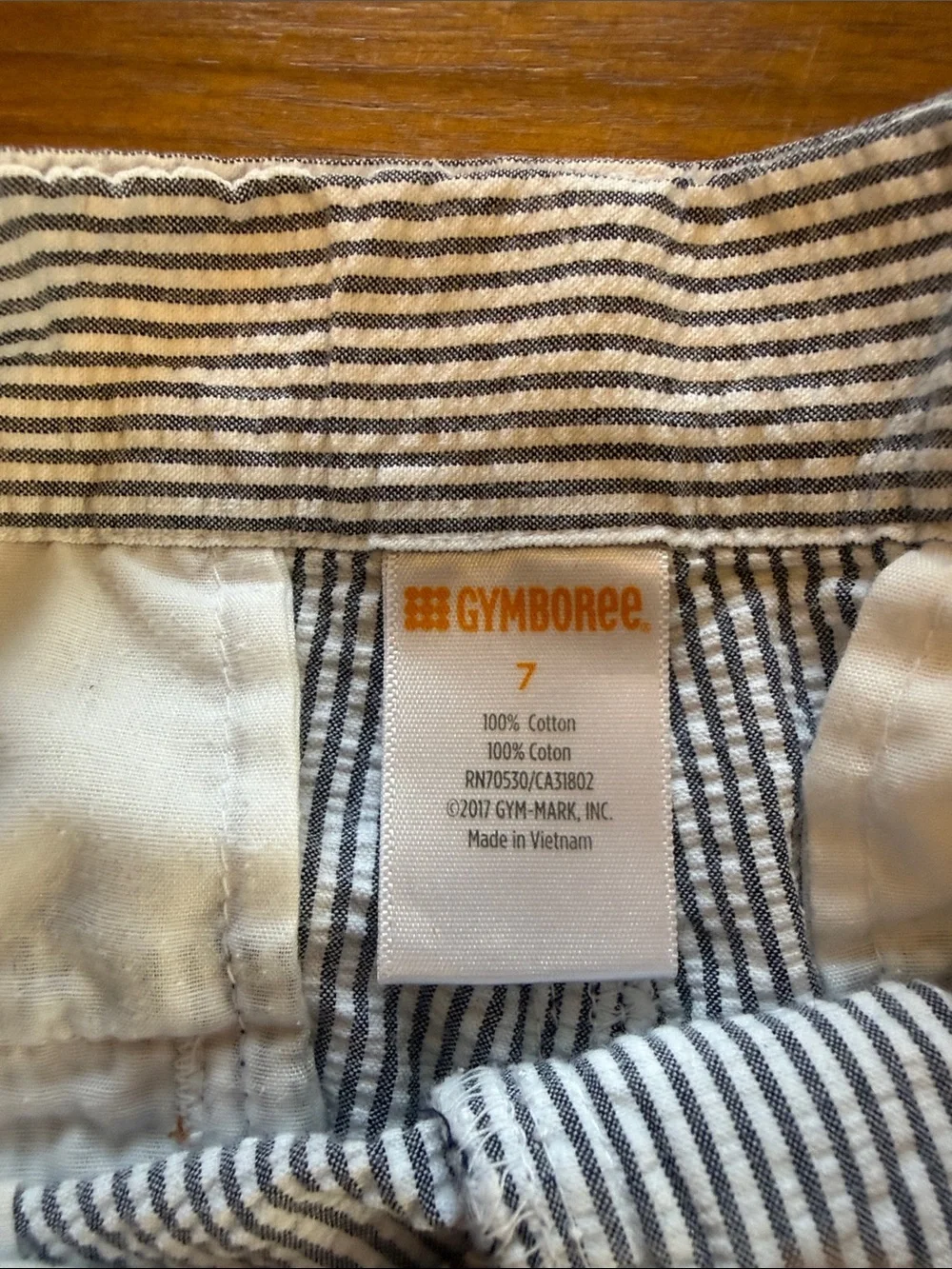 Boys Blue & White Seersucker Stripe Chino Shorts